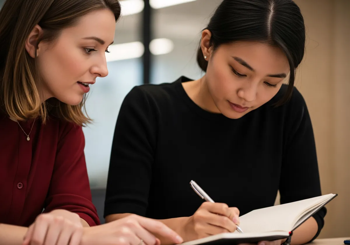 Pessoa inspirada escrevendo metas